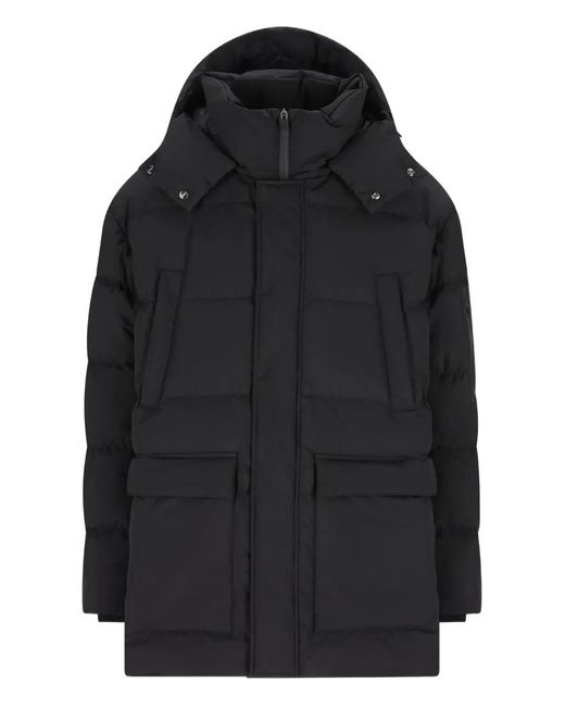 Herno Black Hooded Padded Coat for men