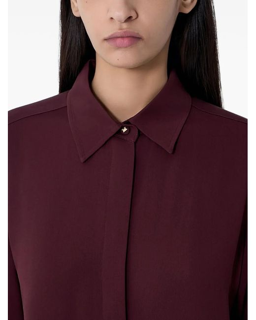 Max Mara Purple Button-Down Silk Shirt