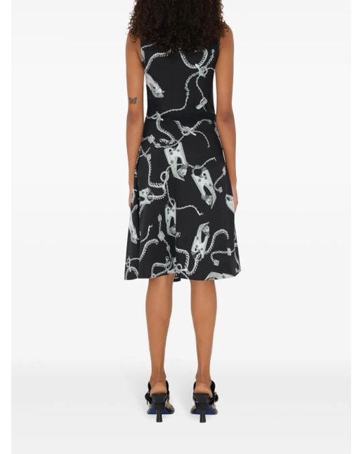 Burberry Black Knight Hardware Flared Sleeveless Dress