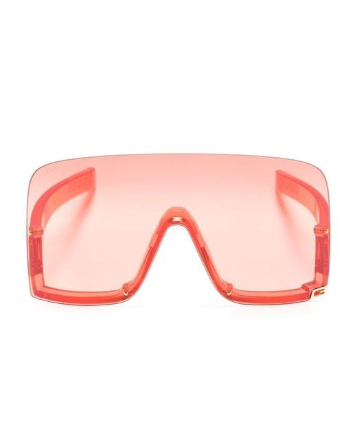 Gucci Pink Oversized-Sonnenbrille mit Shield-Gestell