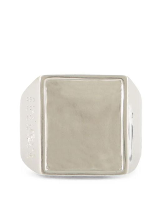 MM6 by Maison Margiela White Engraved Signet Ring for men