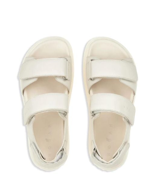 Hogan White Straped Leather Sandals