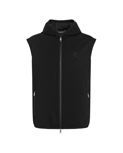 Dolce & Gabbana Black Technical-Fabric Vest With Hood for men