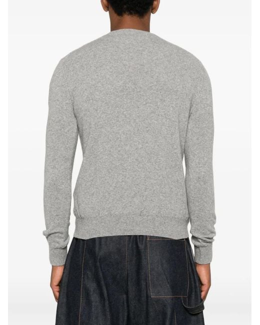 COMME DES GARÇONS PLAY Gray U Round-Neck Cardigan Blk Rhineston