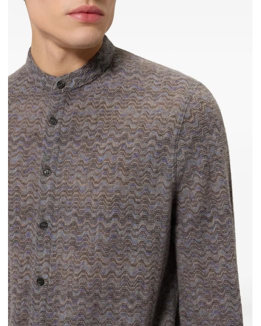 Missoni Gray Cashmere And Viscose Shirt With Band Collar for men