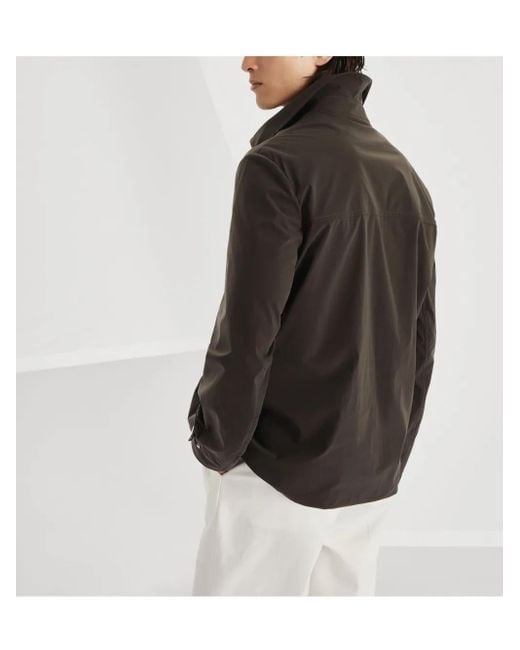Brunello Cucinelli Black Water Resistant Cotton Jacket for men