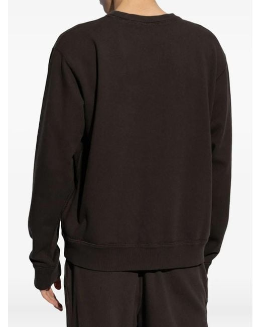 Isabel Marant Black Relaxed Fit Long-Sleeve Sweatshirt With Textured Logo for men