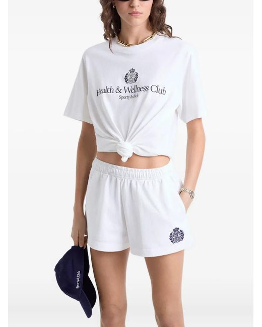 Sporty & Rich White H&W Embroidered Shorts