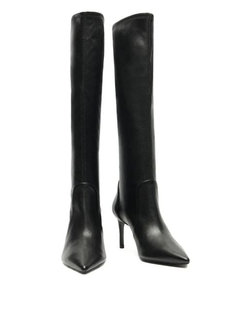 Stuart Weitzman Black Knee-High Pointed-Toe Boots