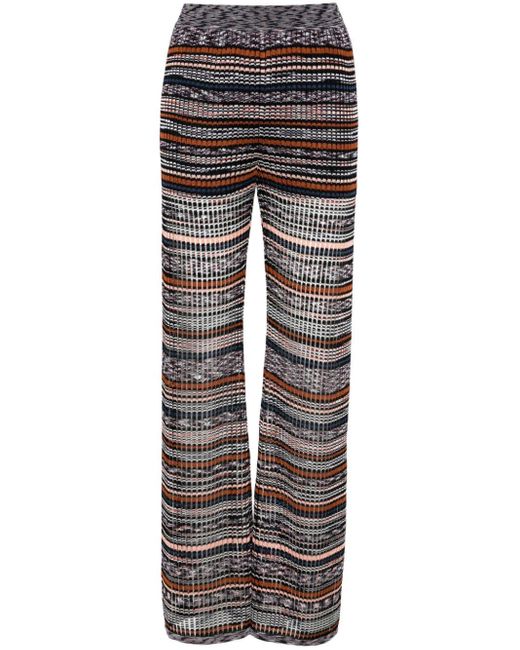 Missoni Gray Striped Intarsia-knit Falred Trousers