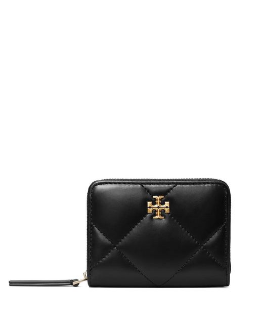 Tory Burch Black Kira Diamond Leather Zipped Wallet