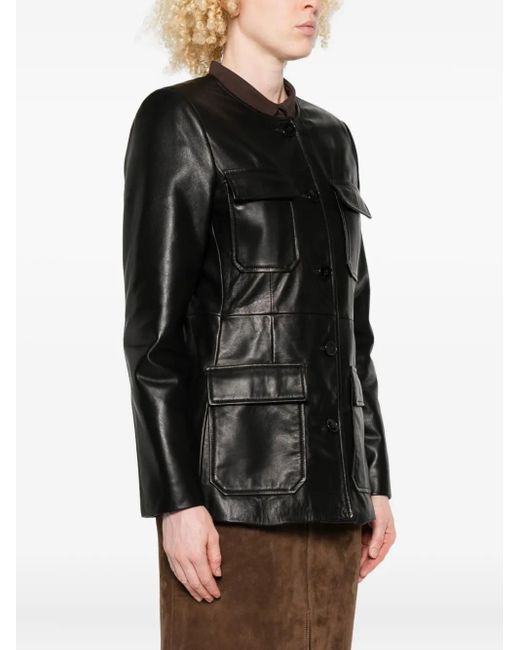 Nour Hammour Black Leather Blazer
