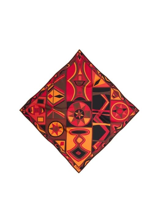 Emilio Pucci Red Bongo-Print Silk Carrè Scarf