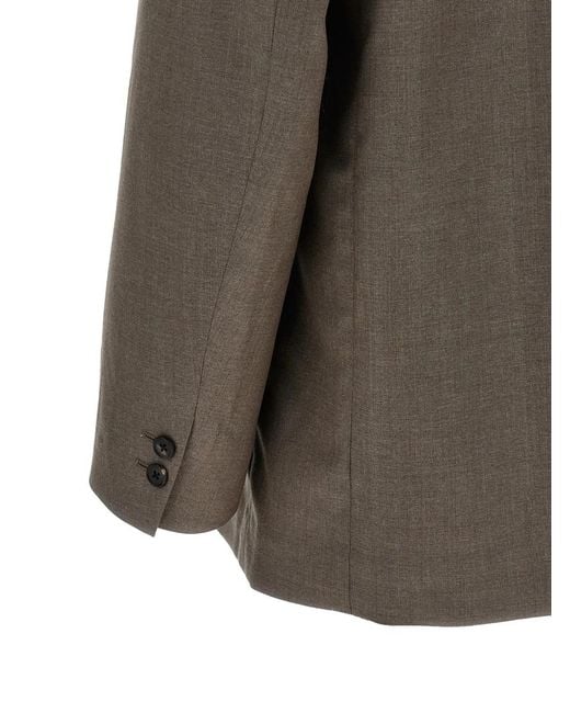 stein Gray Double-Breasted Peak-Lapels Blazer for men