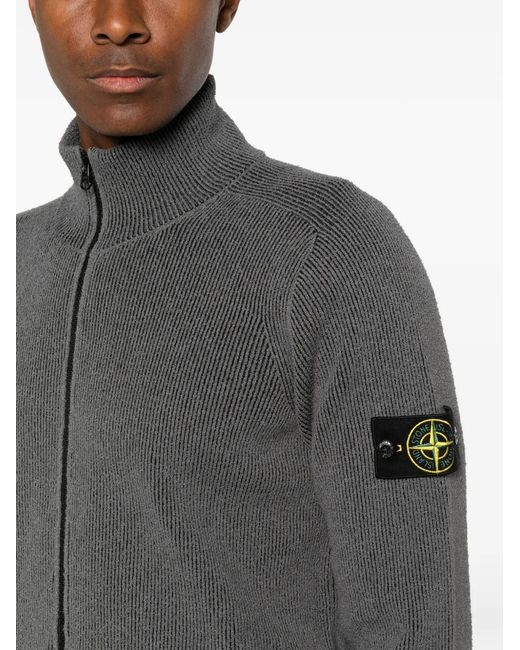 Stone Island Gray 5100034 Plated Rib Cotton Bouclé Jumper for men