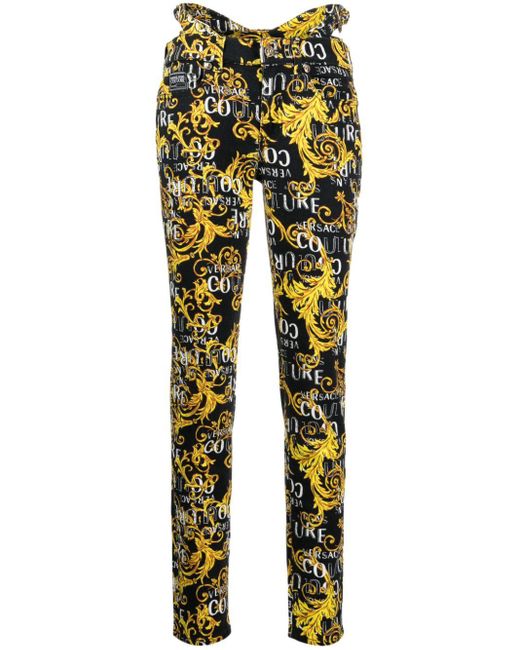 Versace Yellow Barocco-print Low-rise Skinny Jeans