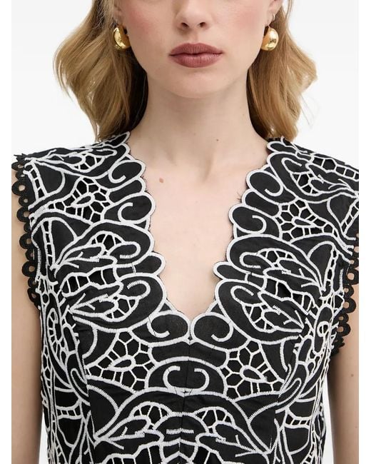 Morgan Black Scalloped Trim V-Neck Mini Dress