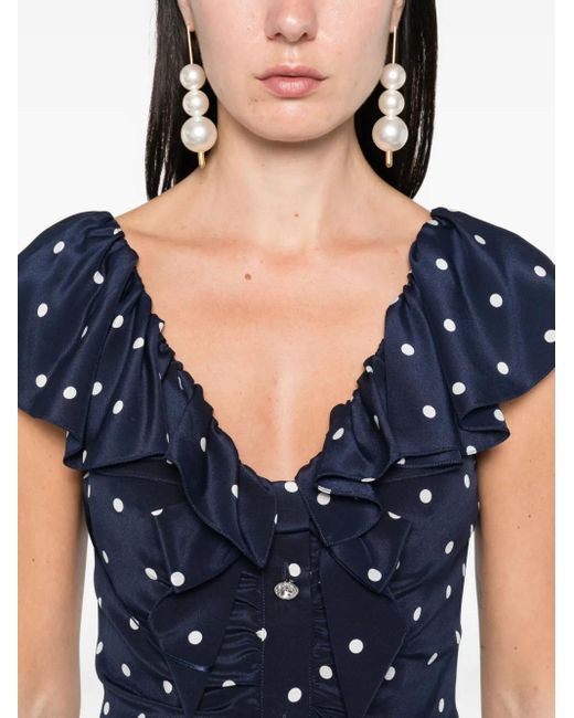 Alessandra Rich Blue Gepunktetes Kleid