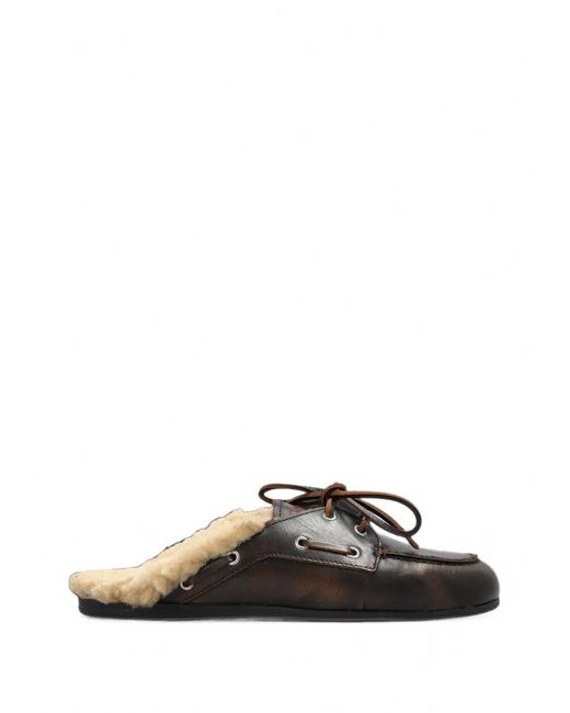 POSA Black Boat Leather Mules