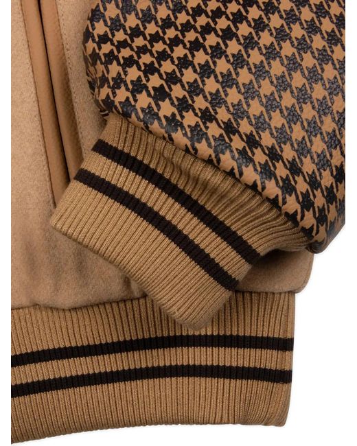 PATTA Natural Logo-Patch Houndstooth Bomber Jacket for men