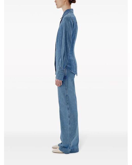 Another Tomorrow Blue Chambray Slim-Cut Shirt