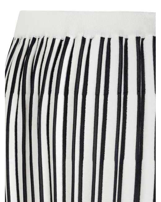 Gran Sasso White Striped Midi Skirt