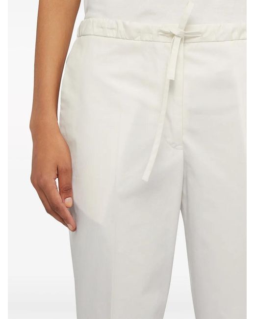 Jil Sander White Drawstring-Waistband Cotton Trousers