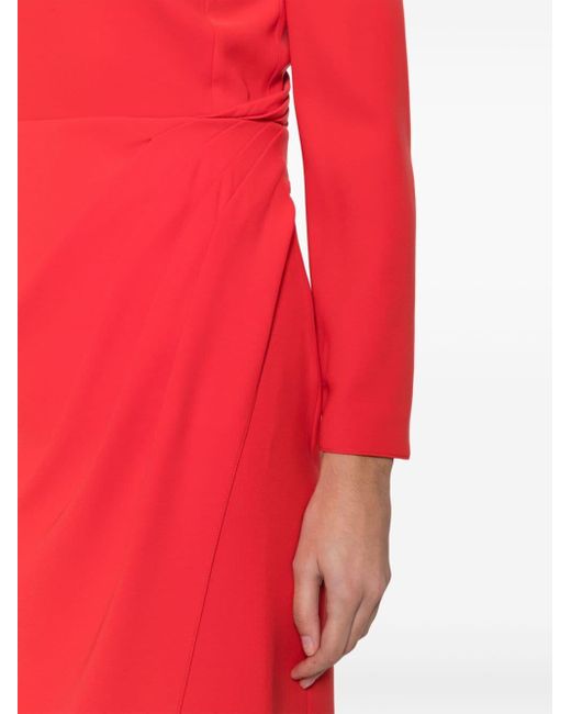 Emporio Armani Red Long Sleeves Long Draped Dress
