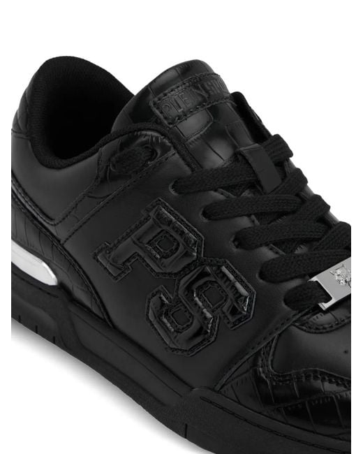 Philipp Plein Black Logo Patch Low-Top Sneakers