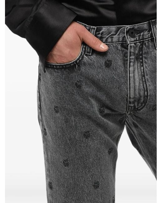 Off-White c/o Virgil Abloh Black Apple-Pattern Slim-Fit Jeans for men