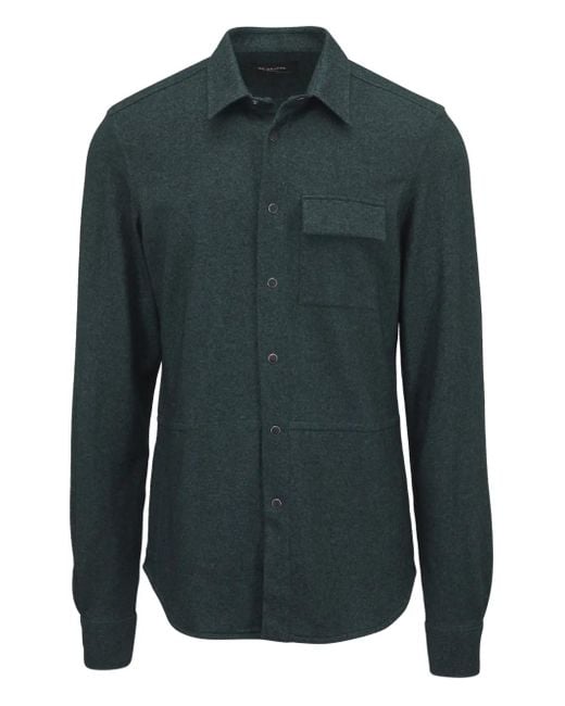 Camicia Con Tasche Applicate E Bottoni di Kiton in Green da Uomo