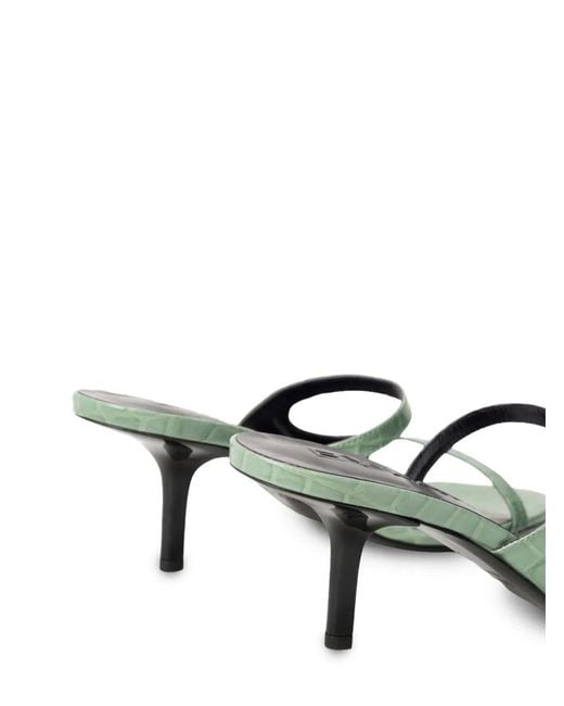 By Far Green Serena Crocodile-Effect Sandals