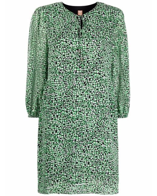 Boss Green Graphic-Print Long-Sleeve Dress