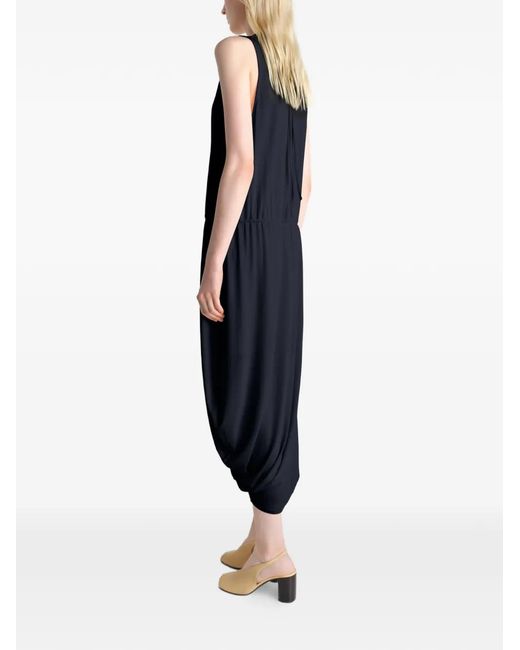 Lemaire Black Draped Double Layer Midi Dress