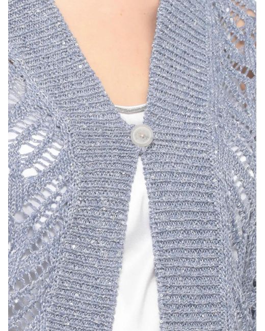 Panicale Blue Openwork V-Neck Cardigan