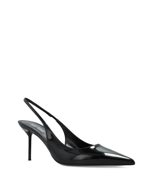Paris Texas Black Pointed-Toe Slingback Pumps