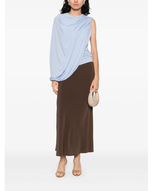 MANURI Blue Draped Blouse