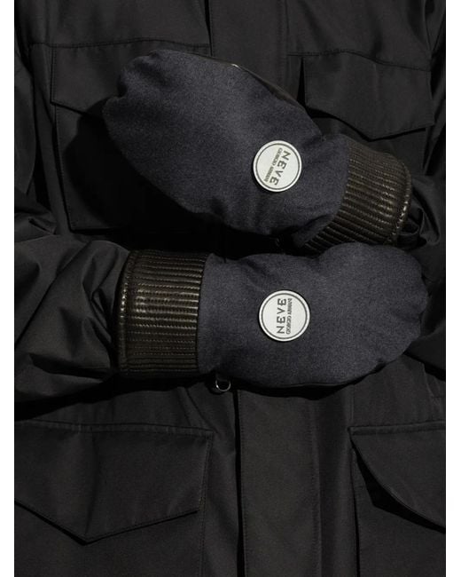 Giorgio Armani Blue Logo-Patch Gloves for men