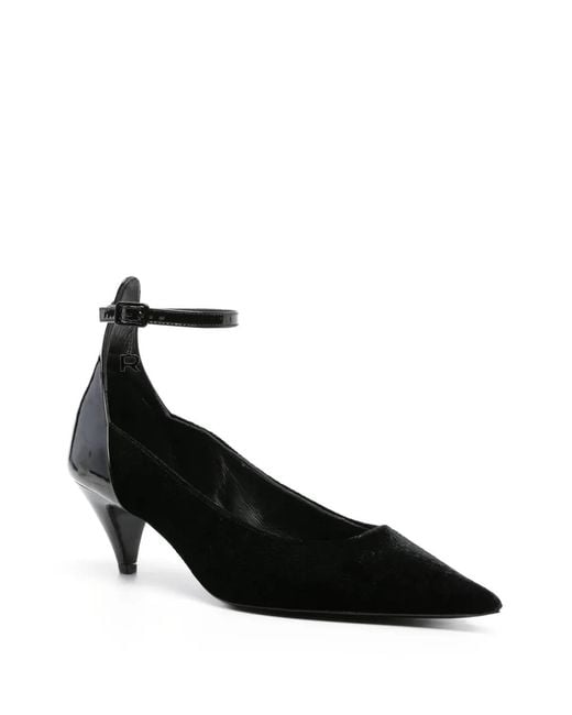 Rochas Black Panelled Suede Pumps