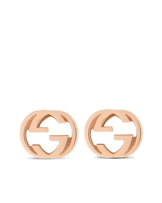 Gucci 18kt Rose Gold Interlocking G Stud Earrings in Pink | Lyst Australia
