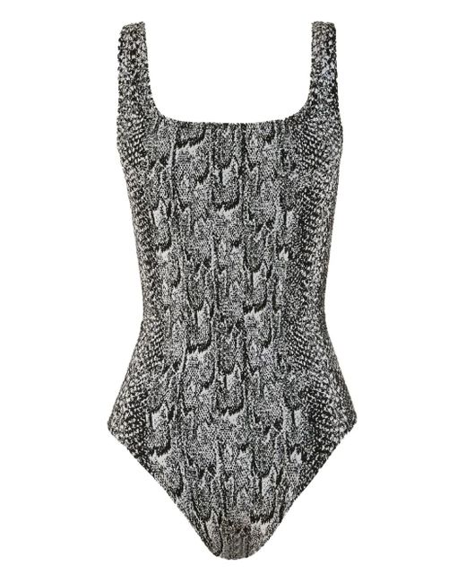Wolford Gray Python-Print Bodysuit