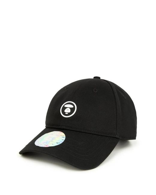 Aape By A Bathing Ape Black Moonface Logo-Patch Cap for men