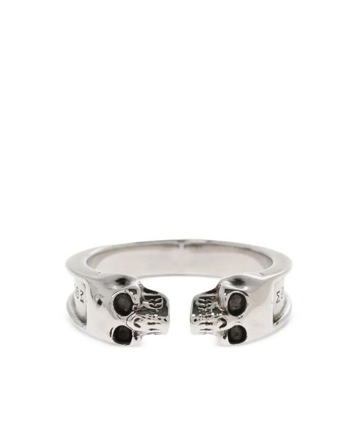 McQueen White Skull Ring for men