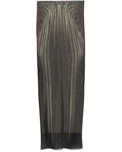 Jean Paul Gaultier Gray Spiral Mesh Maxi Skirt