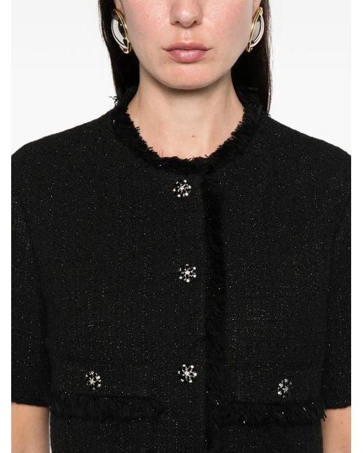 Maje Black Short Shiny Tweed Jacket