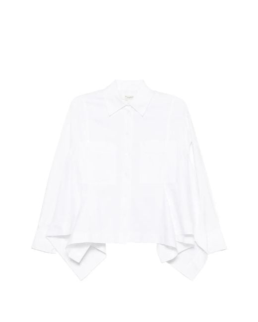 Psophia White Patch-Pocket Peplum Shirt
