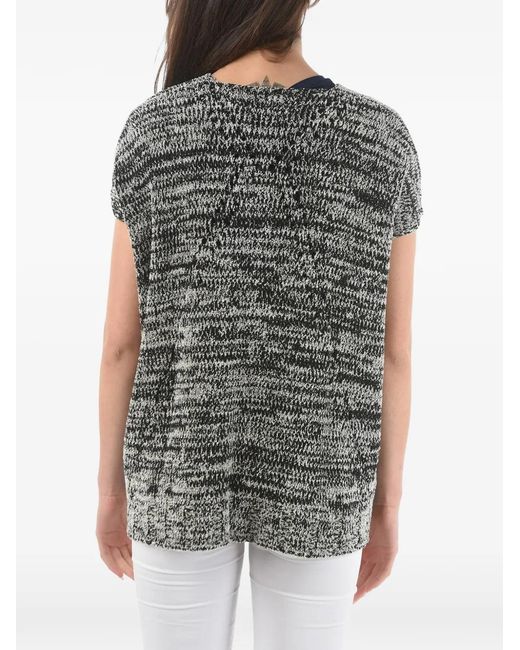 Woolrich Gray Two-Tone Short-Sleeve Cotton Sweater