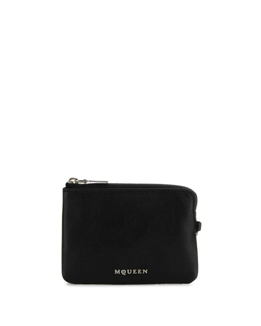 McQueen Black Logo-Plaque Wallet