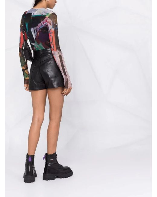 Manokhi Leren Shorts in het Black