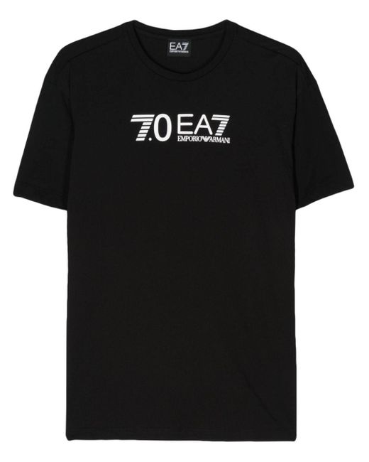 EA7 Black Logo-print Cotton T-shirt